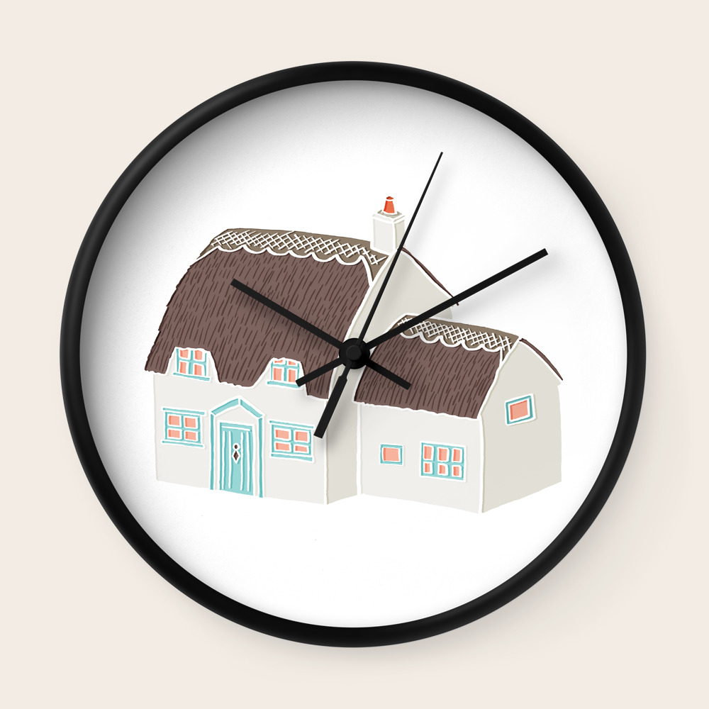 Little Thatched Cottage Wall Clock By Emmafitzgerald Society6