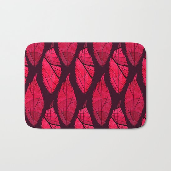 Red velvet leaves Bath Mat