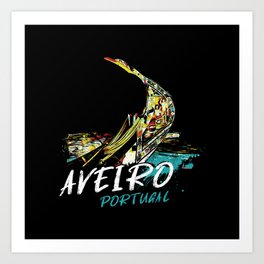 Aveiro lagoon typical and colorful Moliceiros boat Art Print