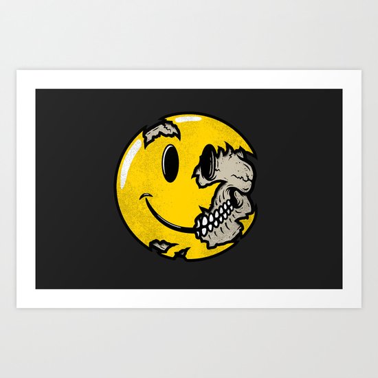 Smiley face skull Art Print