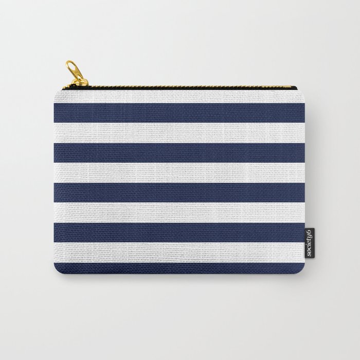 Nautical Navy Blue and White Stripes Carry-All Pouch