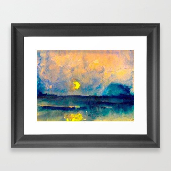 Yellow Moon (Over the Sea) landscape painting by Emil Nolde Framed Art Print