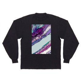 Purple, Violet and Aqua Rocky Layers Abstract Artwork  Long Sleeve T-shirt