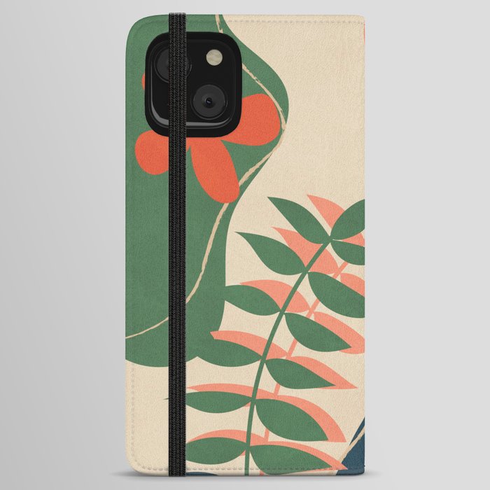 Colorful Abstract Garden Leaves iPhone Wallet Case