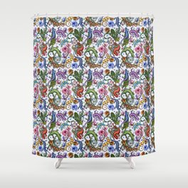 Lizard Floral Safari Shower Curtain