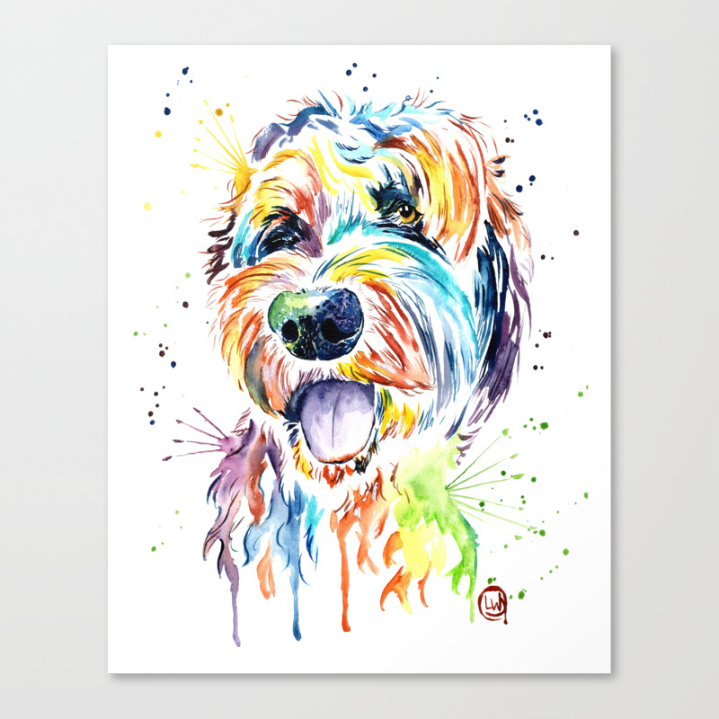 Goldendoodle Golden Doodle Watercolor Pet Portrait Painting