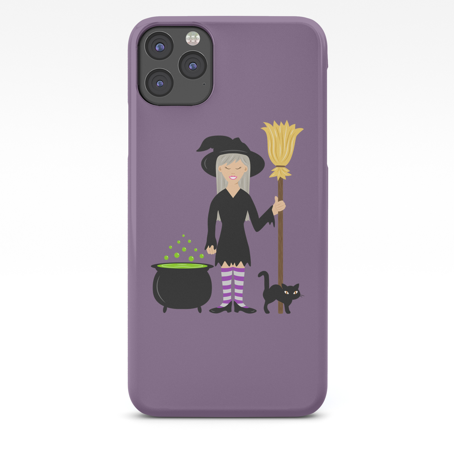 Cute Witch Girl And A Black Cat Halloween Design Iphone Case By