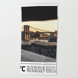 Brooklyn Bridge Minimalist NYC Beach Towel