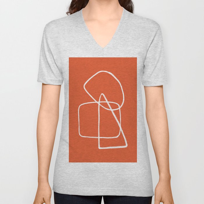Orange abstract  V Neck T Shirt