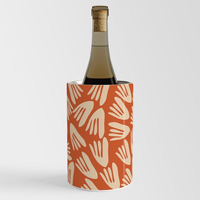 Papier Découpé Abstract Cutout Pattern in Mid Mod Burnt Orange and Beige Wine Chiller