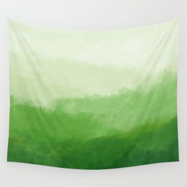 Painted Dream mist over green forest hills Wall Tapestry