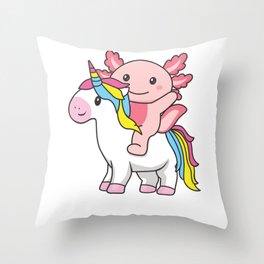 Pansexual Flag Pride Lgbtq Axolotl On Unicorn Throw Pillow