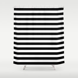 Retro Black and White Stripe Shower Curtain