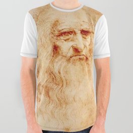 LEONARDO DA VINCI, Portrait as an old man. All Over Graphic Tee