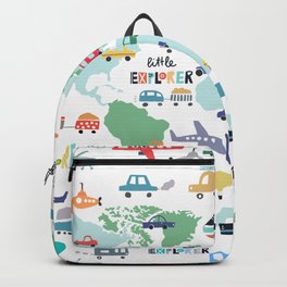Travel The World Trains Planes Cars Trucks Map Backpack
