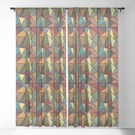 Baroque Autumn Stained Glass Pattern Sheer Curtain
