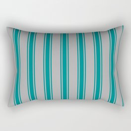 [ Thumbnail: Dark Grey & Teal Colored Striped Pattern Rectangular Pillow ]