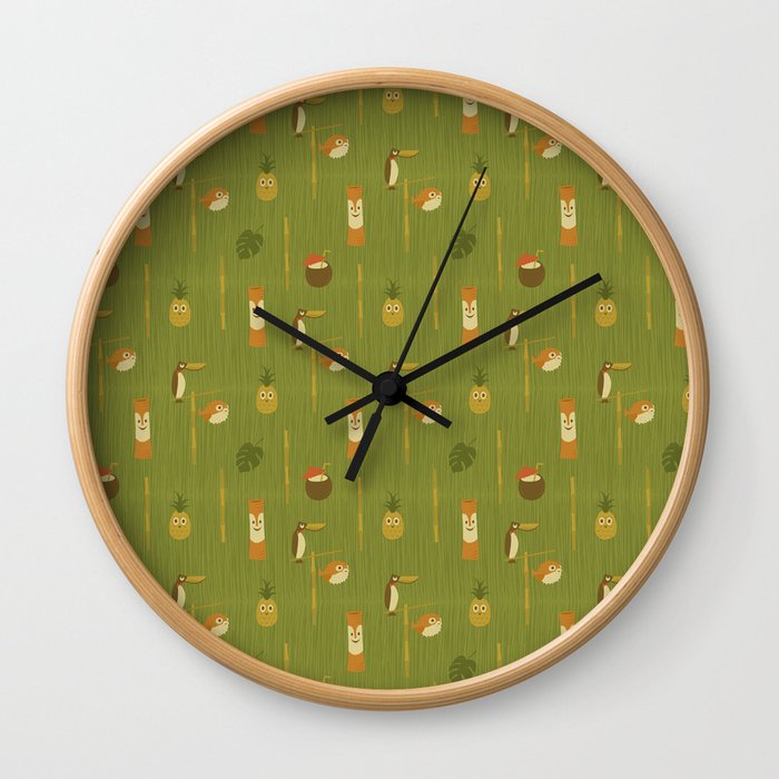 Kitschy Tiki Pattern Wall Clock