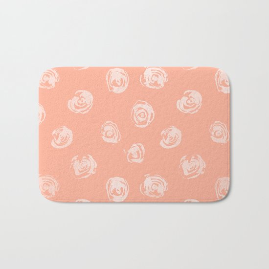 Sweet Life Rosebud Peach Coral Pink Bath Mat