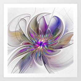 Energetic, Abstract And Colorful Fractal Art Flower Art Print