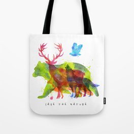 Watercolor animals save the nature Tote Bag
