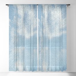 Baby blue sky pixel art Sheer Curtain
