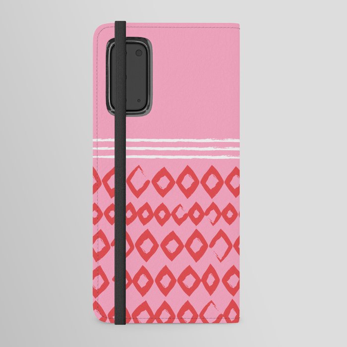 Red Minimalistic Art Design Pattern on Pink Android Wallet Case
