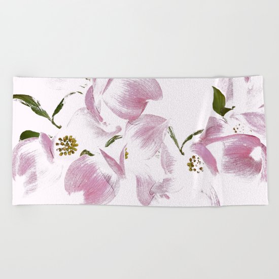 Dogwood Tree Flowers-pink Beach Towel