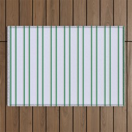[ Thumbnail: Lavender, Light Gray & Sea Green Colored Pattern of Stripes Outdoor Rug ]