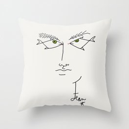 Poster-Jean Cocteau-Linear drawings-Fish eyes. Throw Pillow