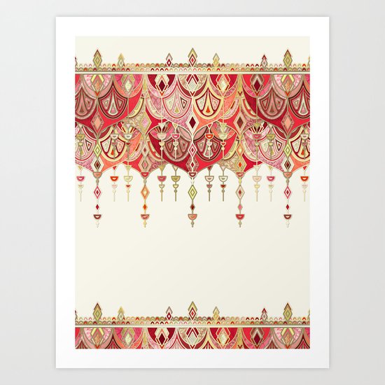 Royal Red Art Deco Double Drop Art Print