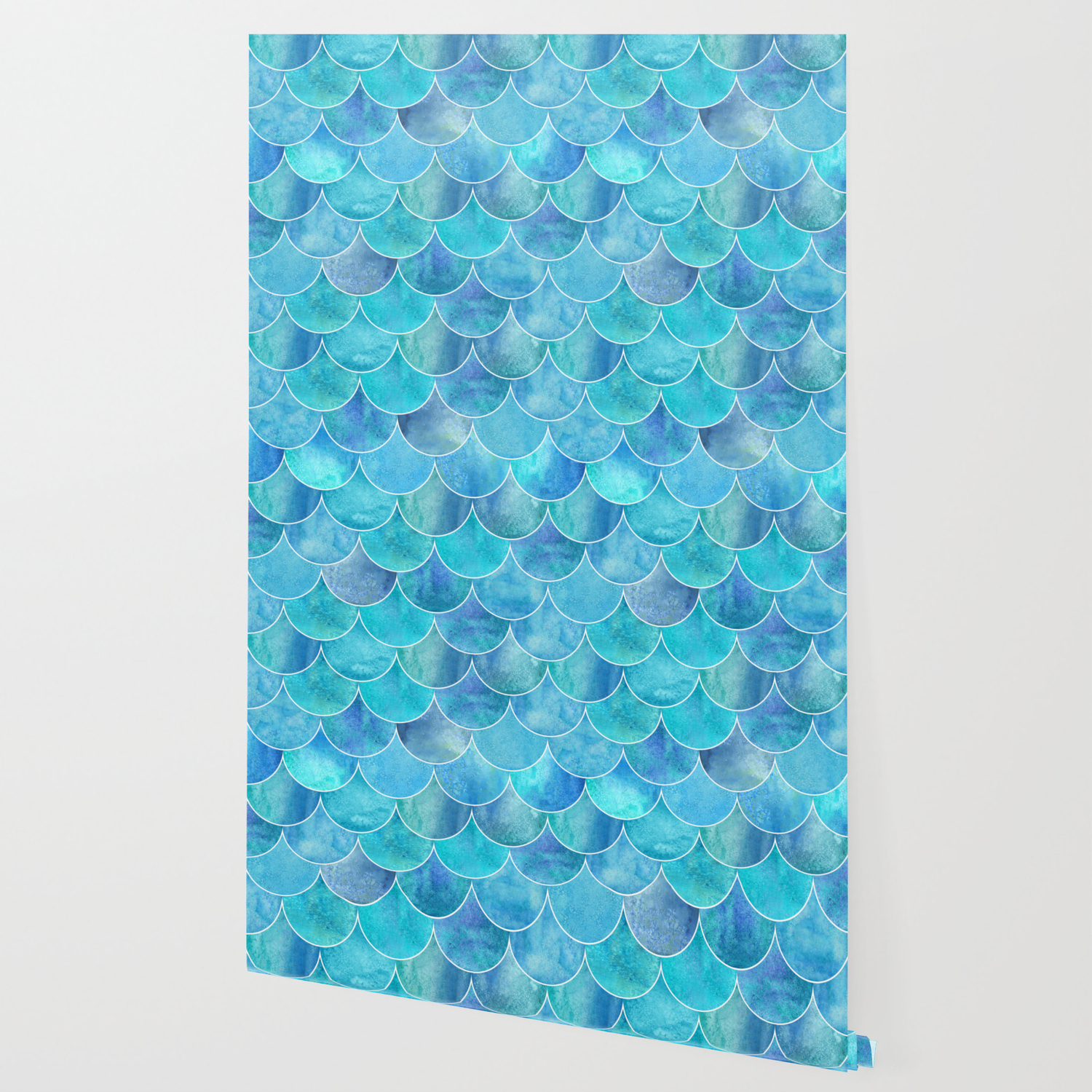 Turquoise Blue Watercolor Mermaid Wallpaper By Newburydesigns
