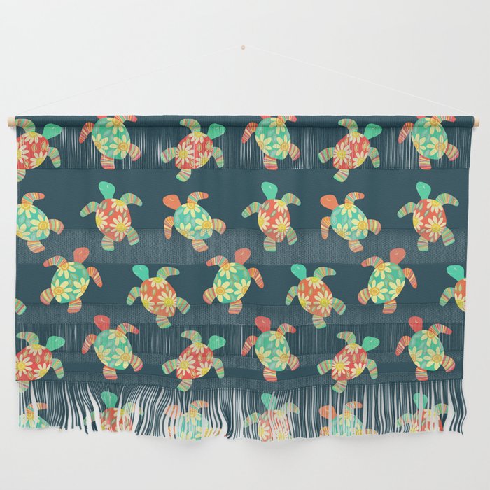 Cute Flower Child Hippy Turtles Wall Hanging