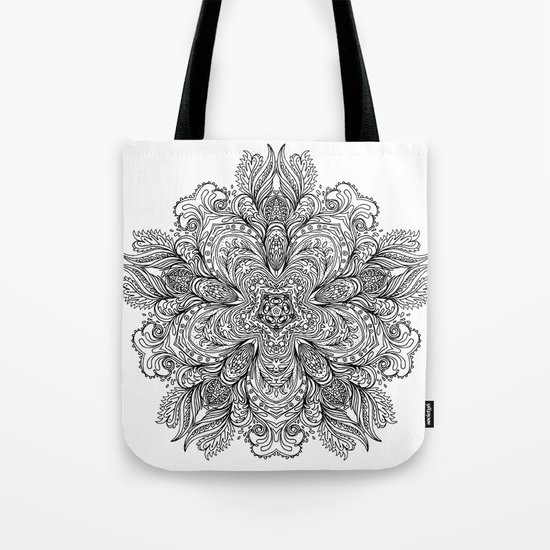 B&W Indian Mandala Tote Bag