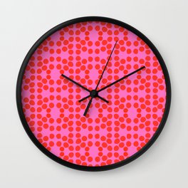 Mid-Century Modern Big Red Dots On Hot Pink Wall Clock