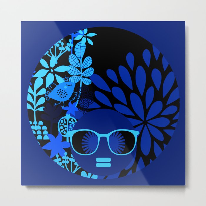 Afro Diva : Sophisticated Lady Royal Blue Metal Print