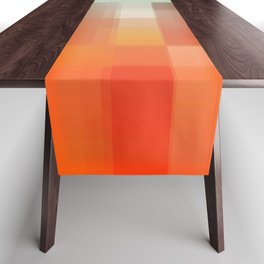 geometric pixel square pattern abstract background in orange brown blue Table Runner