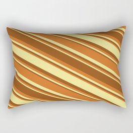 [ Thumbnail: Brown, Chocolate & Tan Colored Stripes/Lines Pattern Rectangular Pillow ]
