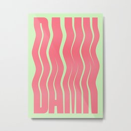 Damn Typographic Poster in Wavy Watermelon Colourway Metal Print | Graphicdesign, Flow, Watermelon, Gift, Pink, Wave, Graphic, Wavy, Damnposter, Damntypography 