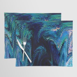 Distorted Blue Pattern Artwork Placemat