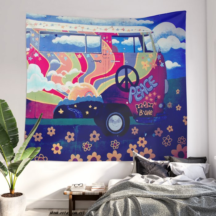 Hippie van tapestry store