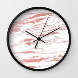 Modern abstract pink marbleized paint. Wall Clock