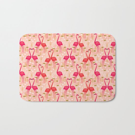 Flamingos by Andrea Lauren Bath Mat