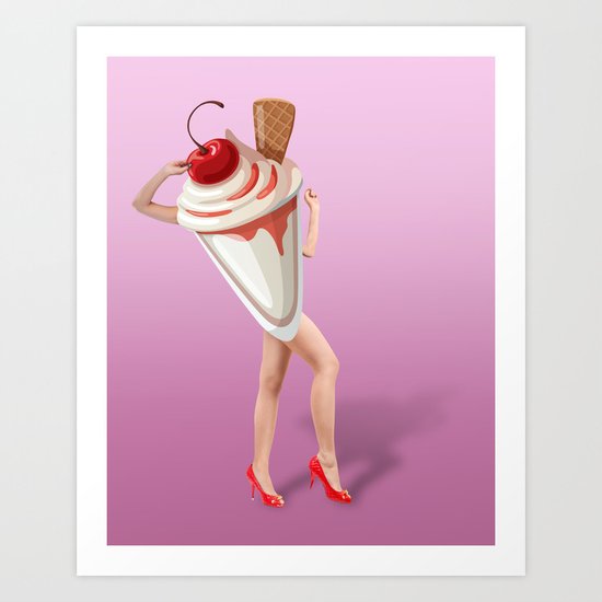 ice cream woman Art Print