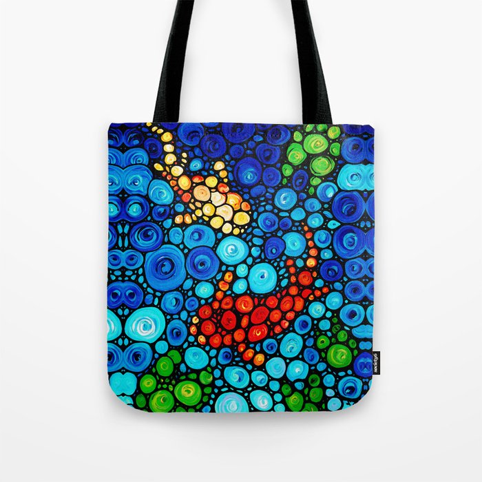 Pure Koi Joi - Mosaic Fish Art Painting by Sharon Cummings Tote Bag