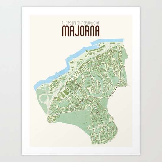 Map of the people's republic of Majorna Art Print