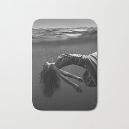 Woman under the waves of the deep blue sea black and white photograph / art photography Bath Mat | Nude, Woman, Black And White, Fashion, Female, Glamour, Photo, Women, Blackandwhite, Ocean 