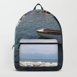Naples' Boat Backpack | Photo, Rocks, Relax, Sky, Beach, Wild, Nature, Sun, Boat, Light 