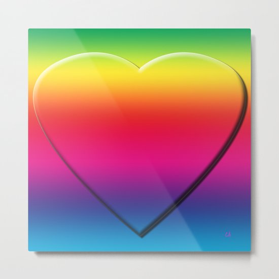 One Heart Rainbow Metal Print
