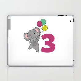Elephant Third Birthday Balloons For Kids Laptop Skin